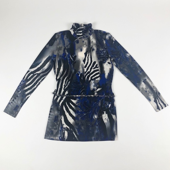 Cache Zebra Mock Neck Open Back Top - Picture 2 of 8